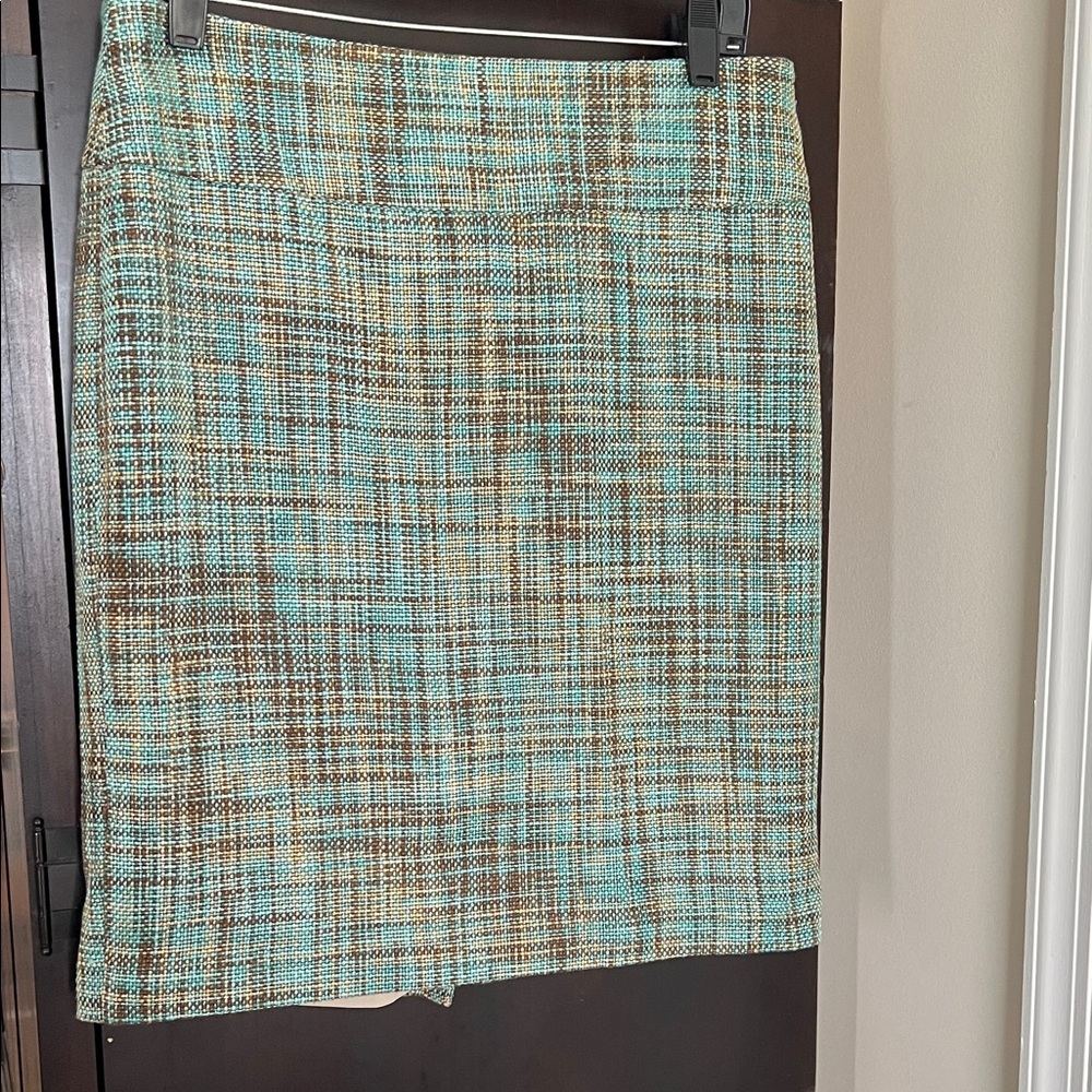 The Limited Aqua and Brown Textured Pencil Skirt